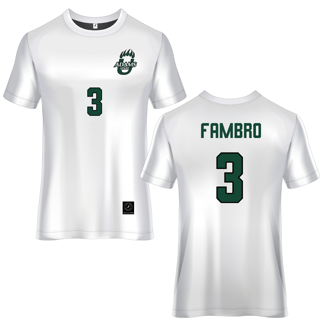 Adams State University White Soccer Jersey - #3 Jadon Fambro