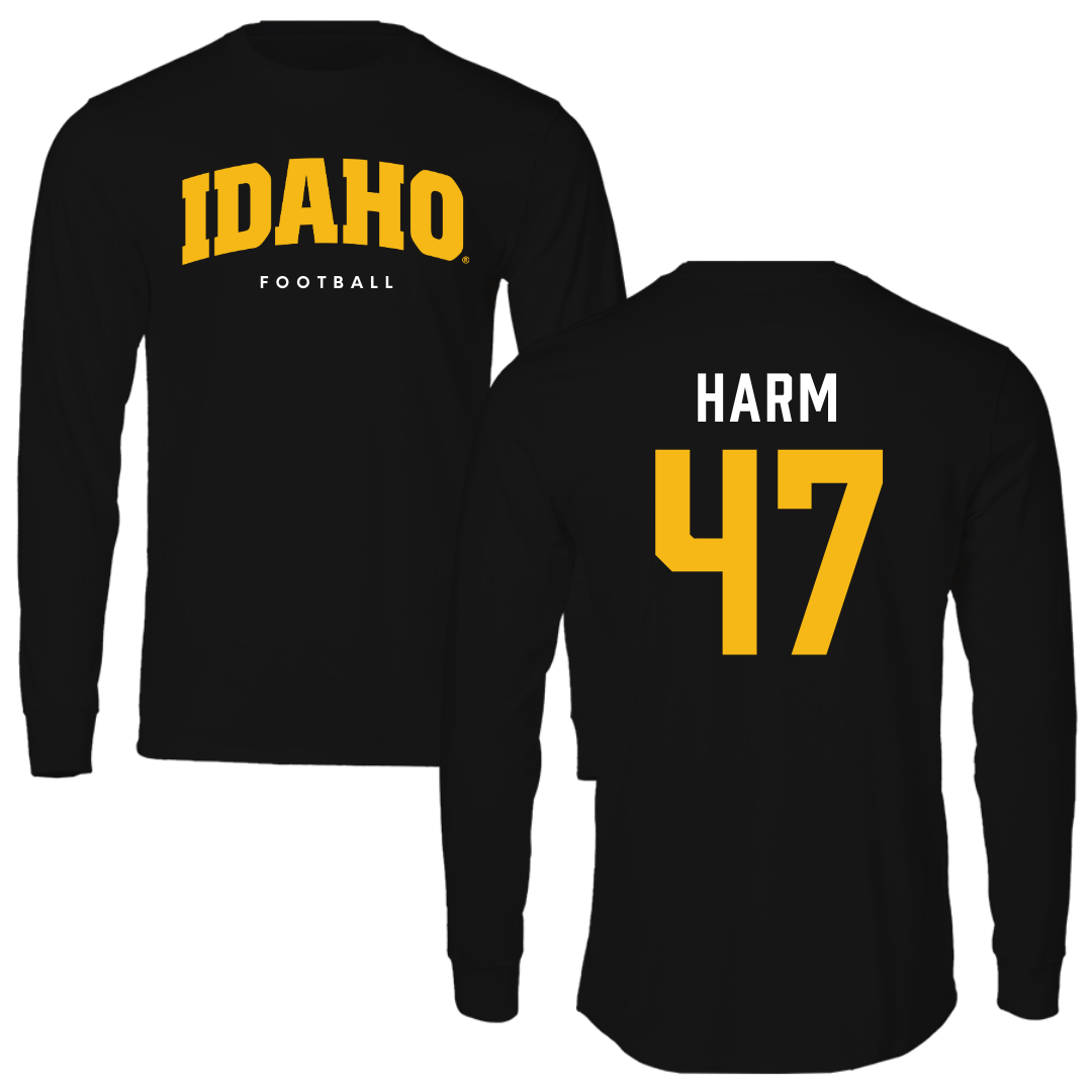 University of Idaho Football Black Performance Long Sleeve - #47 LJ Harm