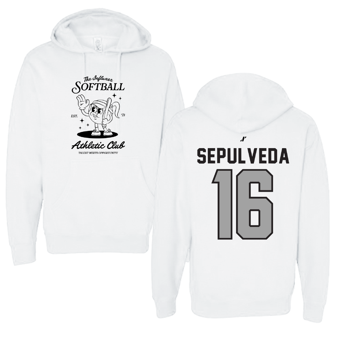Softball White Influxer Athletic Club Hoodie - #16 Jayne Sepulveda