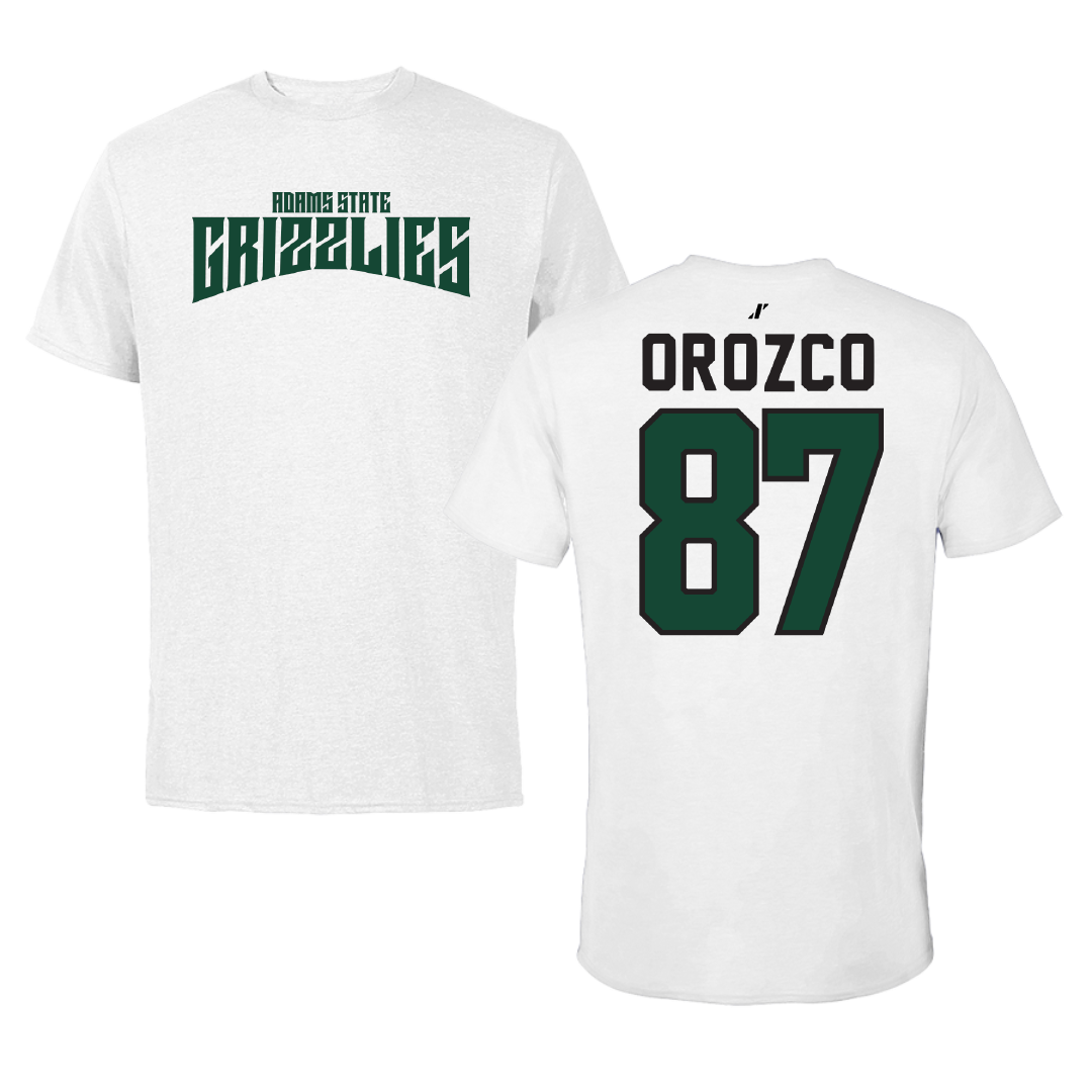 Adams State University Football White Classic Tee - #87 Damien Orozco
