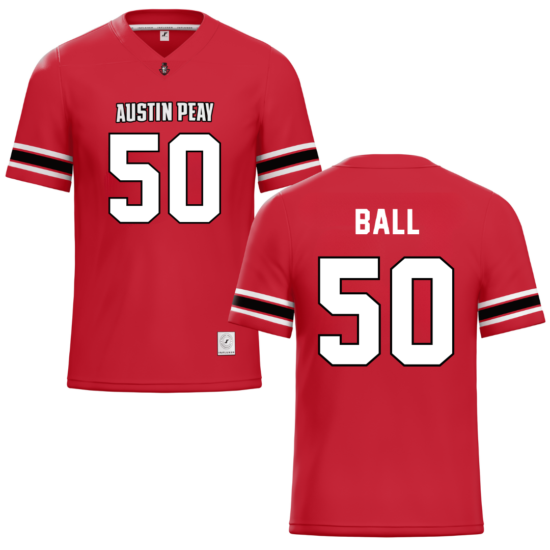 Austin Peay State University Red Football Jersey - #50 Kendyle Ball
