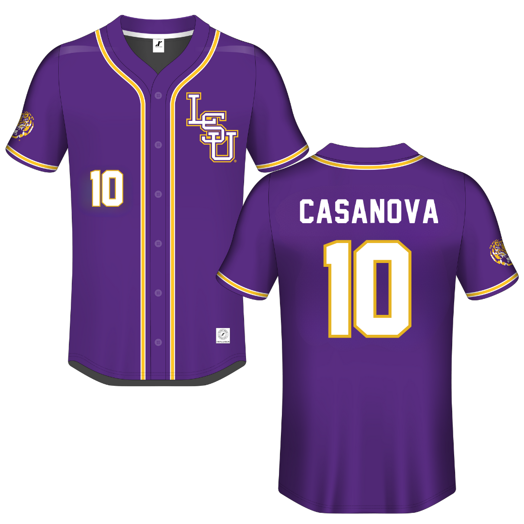 Louisiana State University Purple Button-Down Jersey - #10 Emilee Casanova