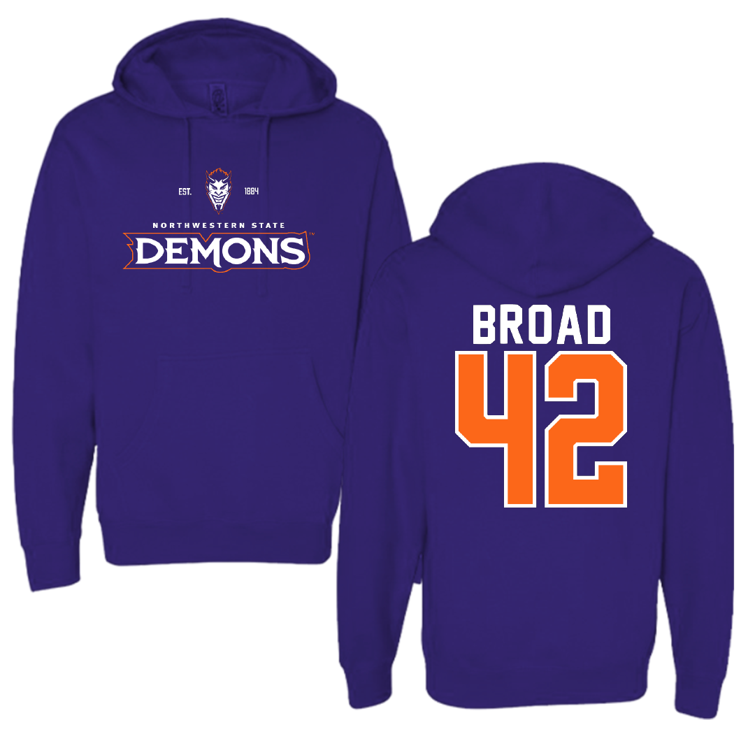 Northwestern State University Football Purple General Hoodie - #42 Matthew Broad