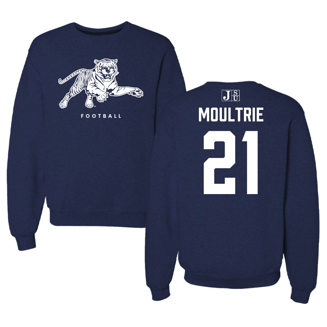 Jackson State University Football Navy Crewneck - #21 Desmond Moultrie