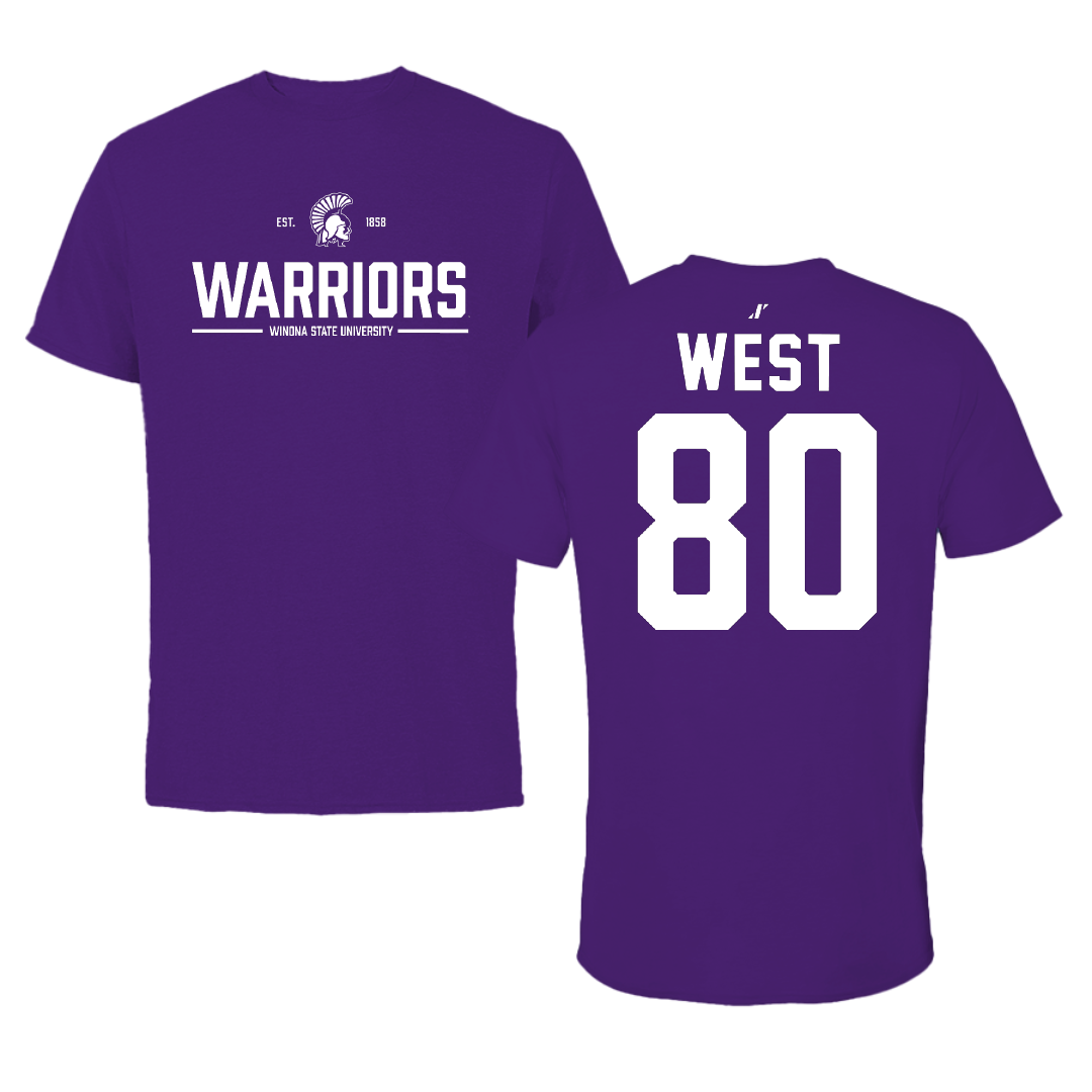 Winona State University Football Purple General Tee - #80 Jaylen West