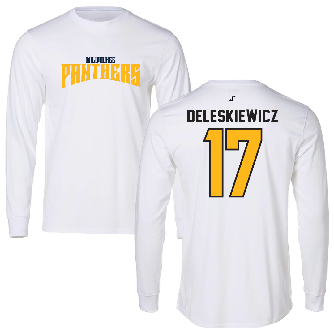 University of Wisconsin-Milwaukee Baseball White Classic Performance Long Sleeve - #17 Tyler Deleskiewicz
