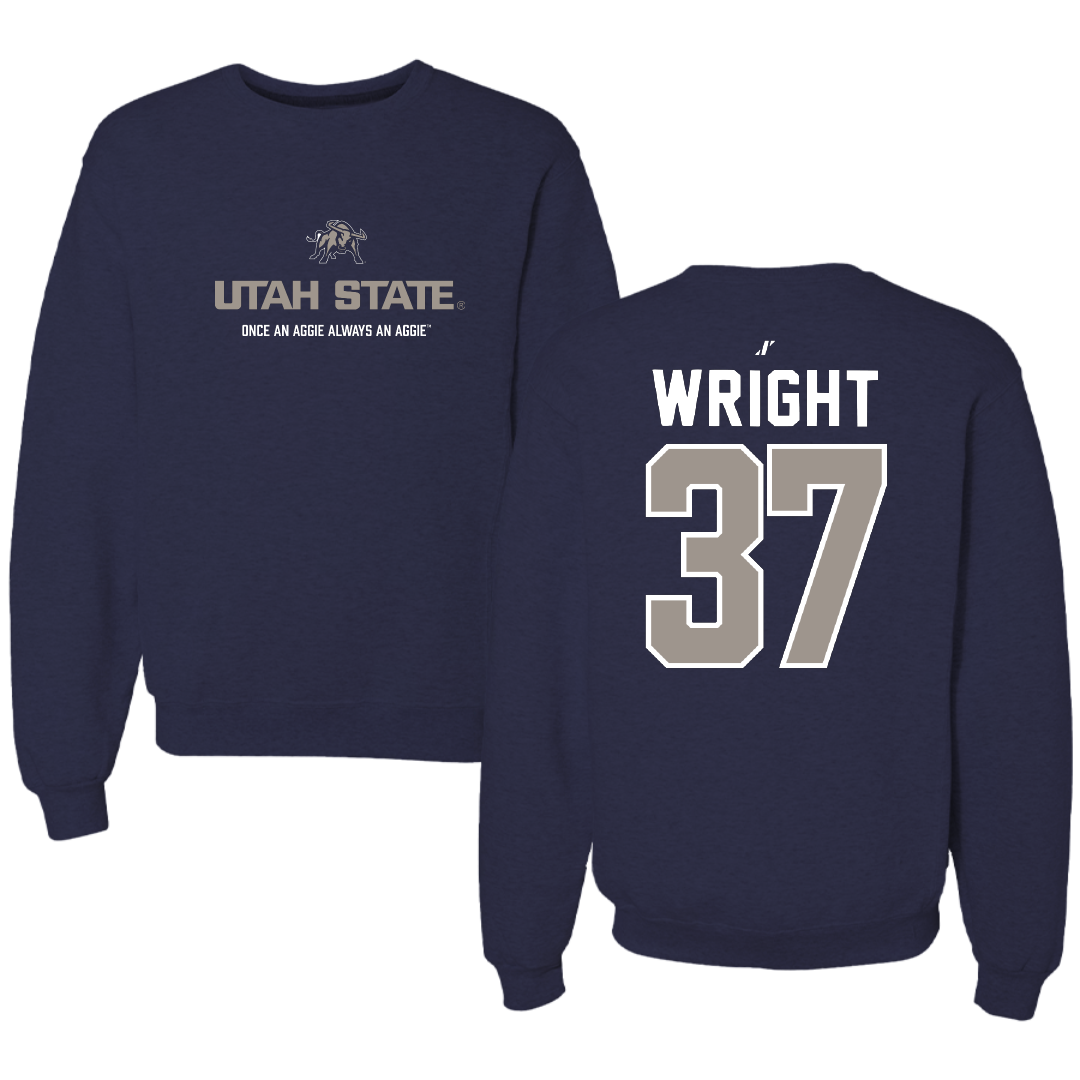 Utah State University Football Navy General Crewneck - #37 Jaeden Wright