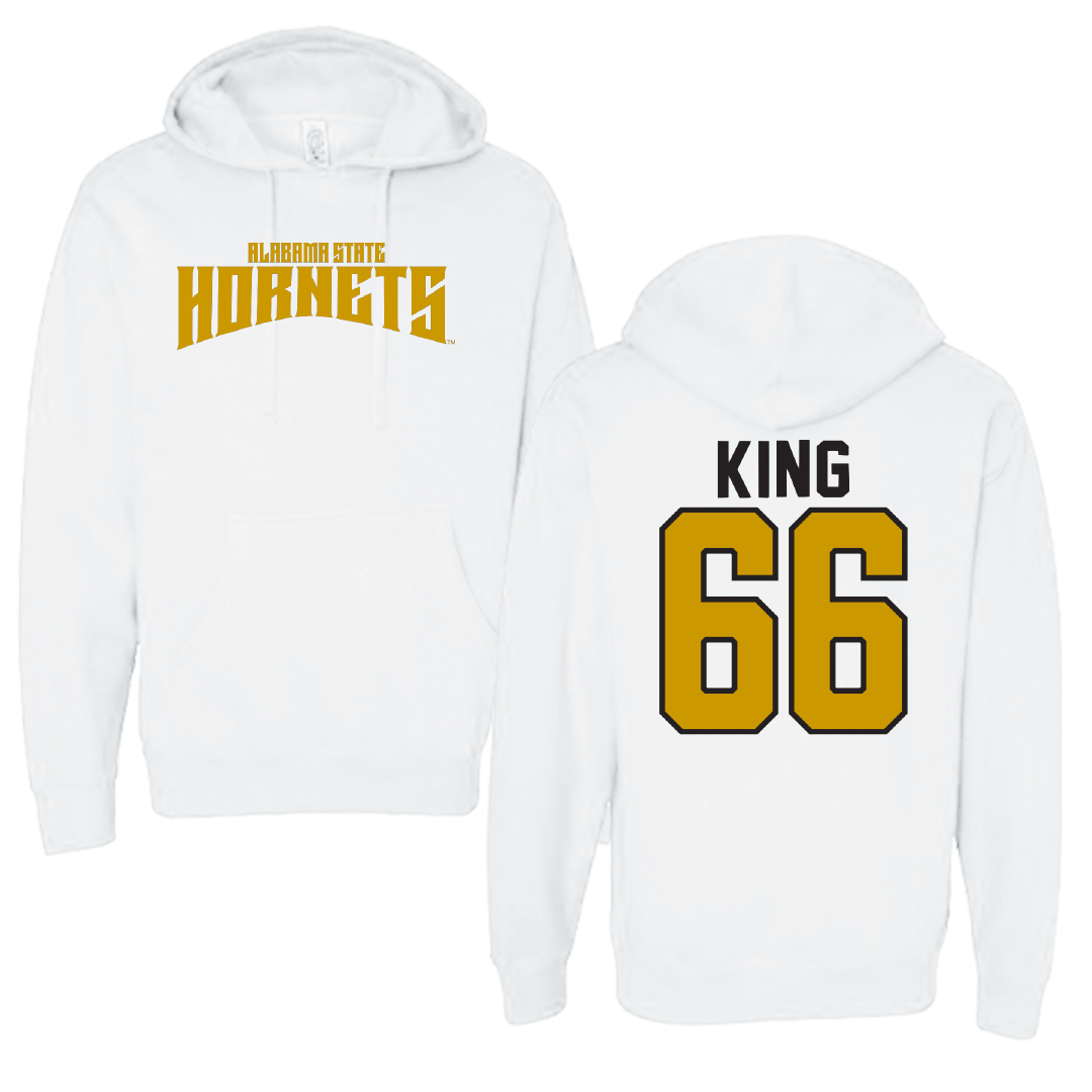 Alabama State University Football White Classic Hoodie - #66 Darrius King