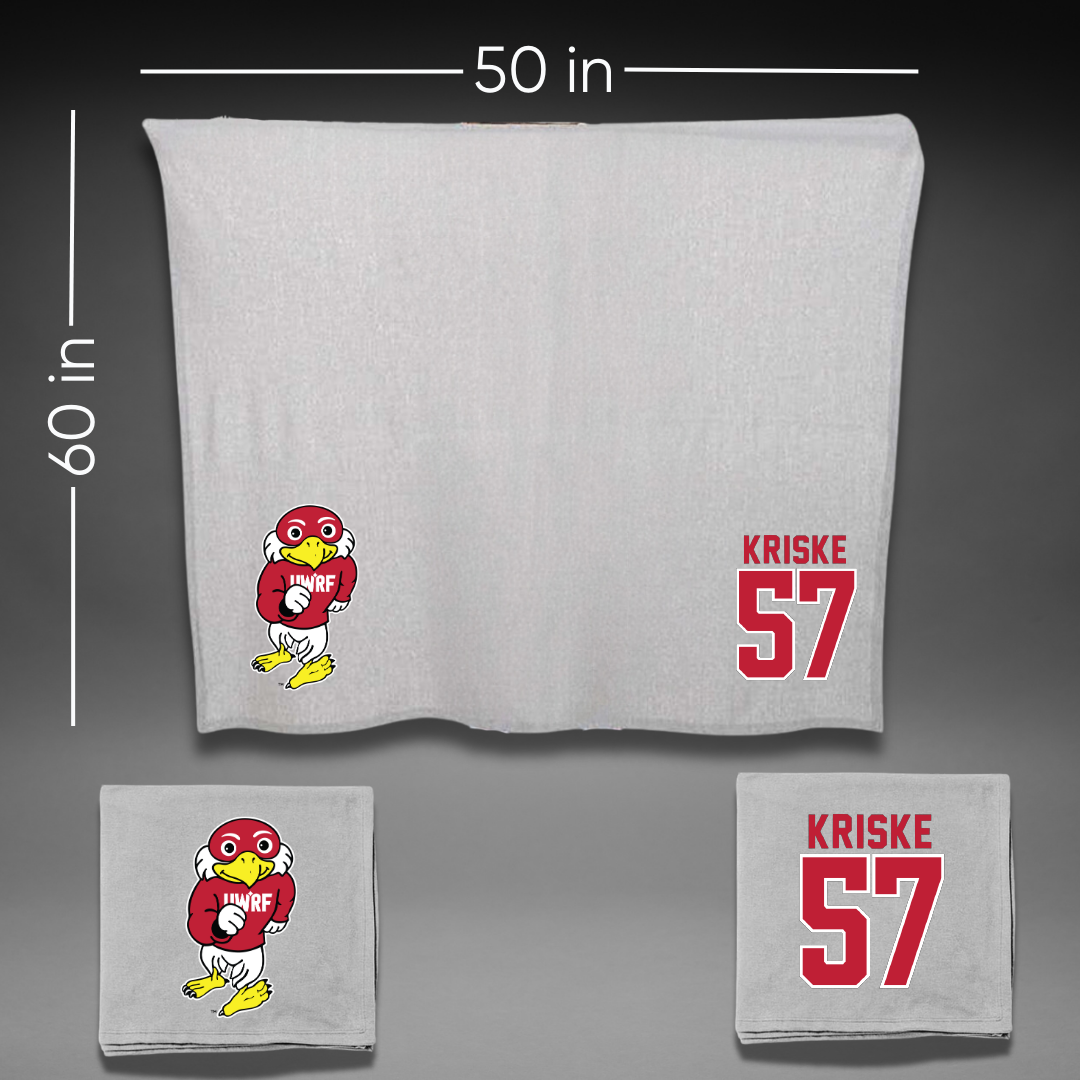 University of Wisconsin-River Falls Football Gray Blanket - #57 Dawson Kriske