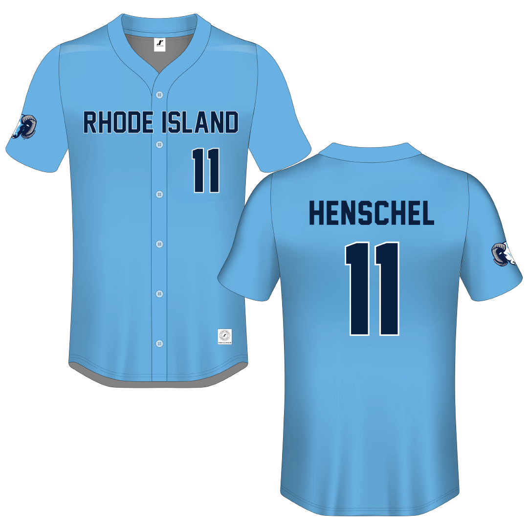 University of Rhode Island Blue Button-Down Jersey - #11 Ryan Henschel