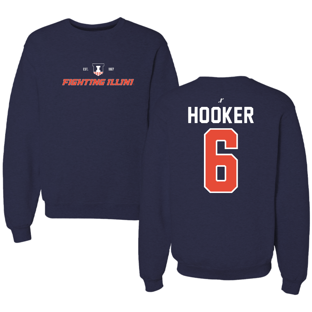 University of Illinois Softball Navy General Crewneck - #6 Juliana Hooker