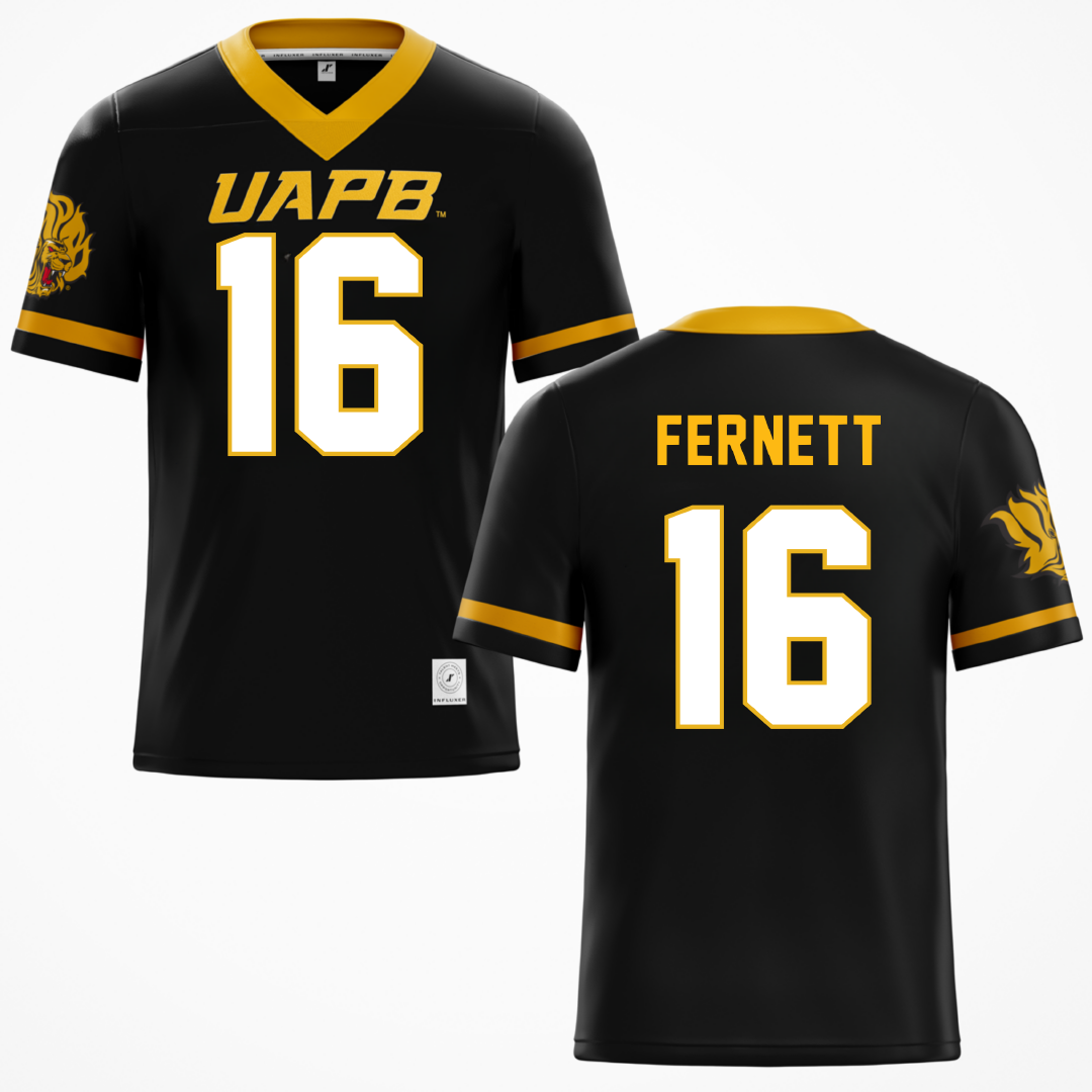 University of Arkansas-Pine Bluff Black Football Jersey - #16 Allen Fernett