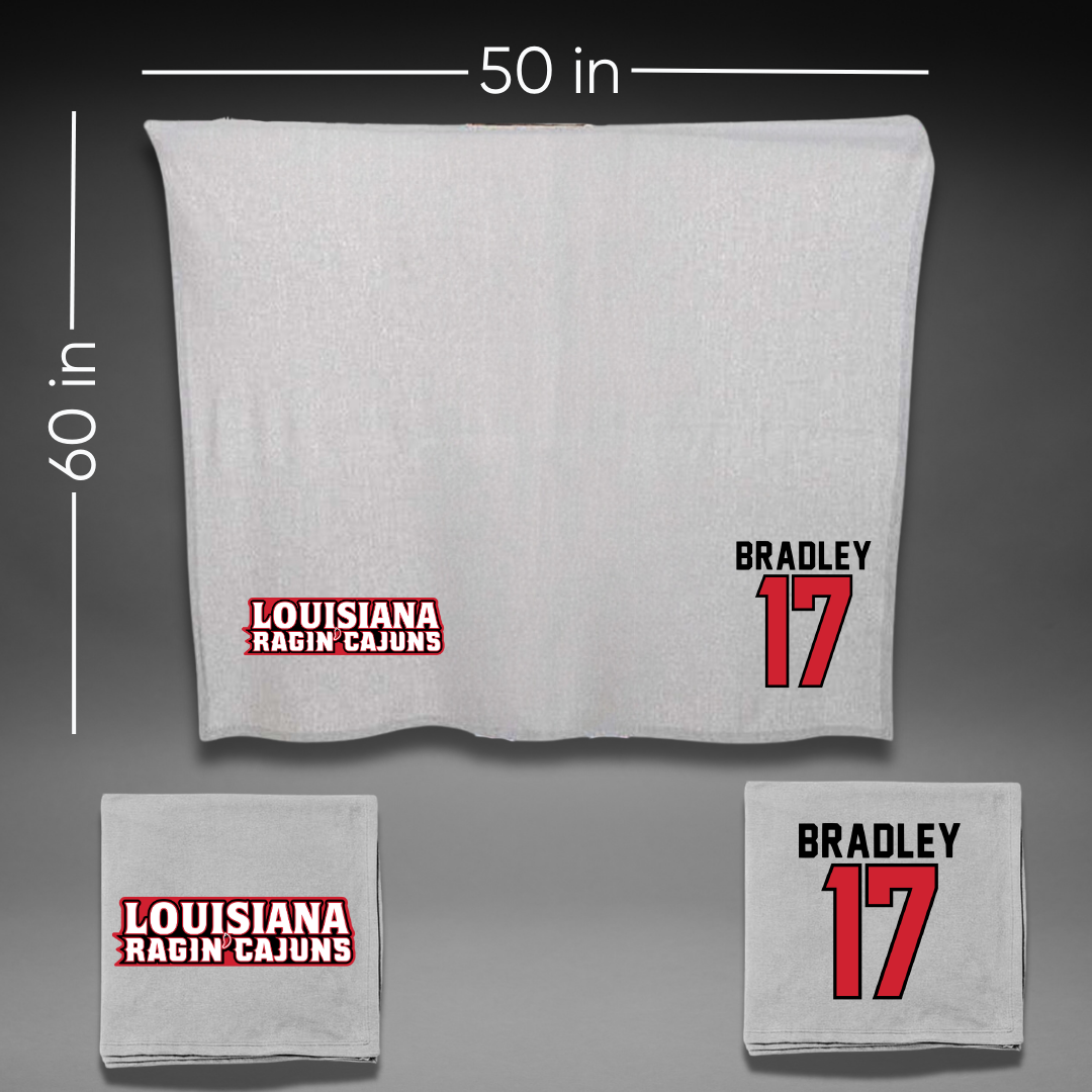 University of Louisiana at Lafayette Soccer Gray Blanket - #17 Megan Bradley