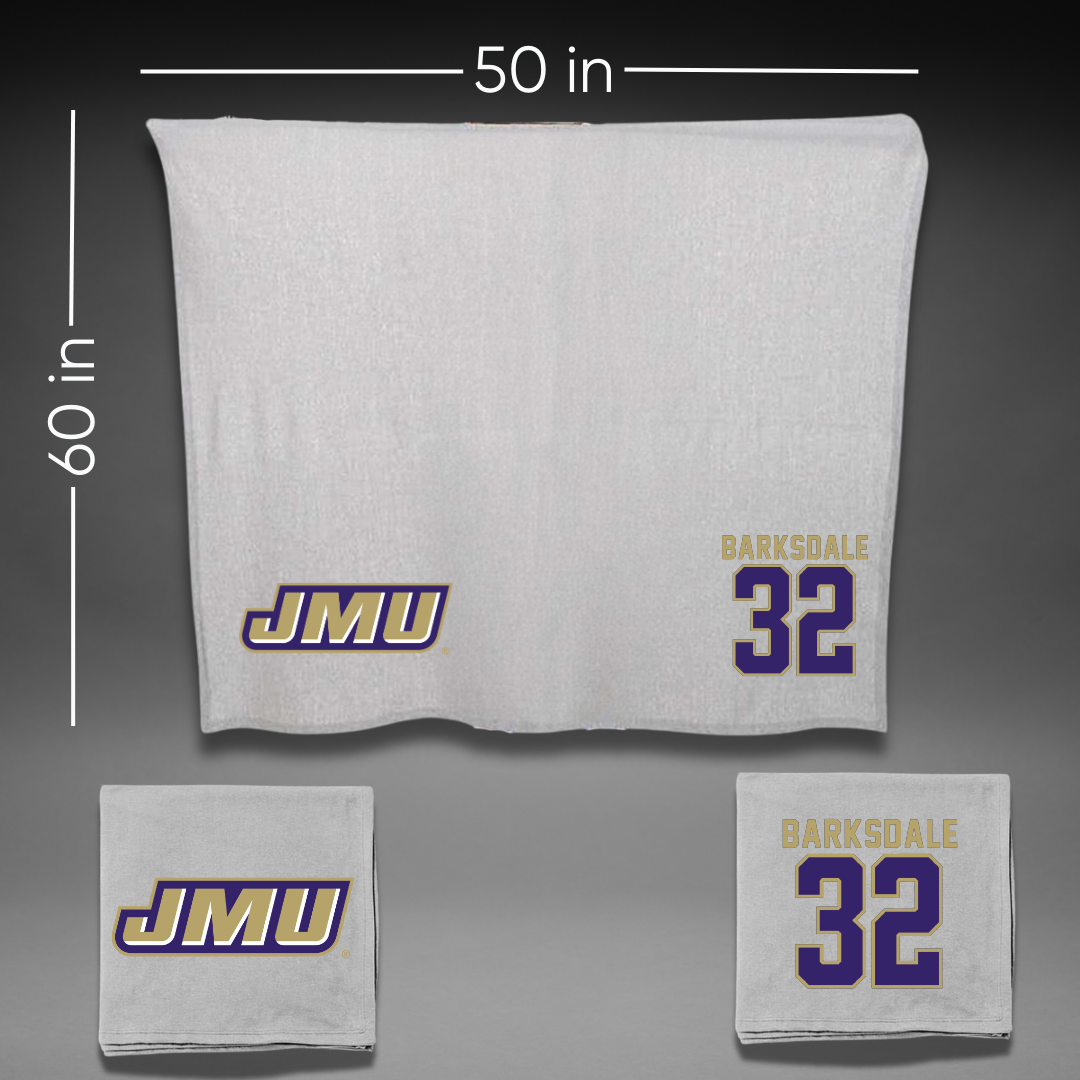 James Madison University Football Gray Blanket - #32 DJ Barksdale