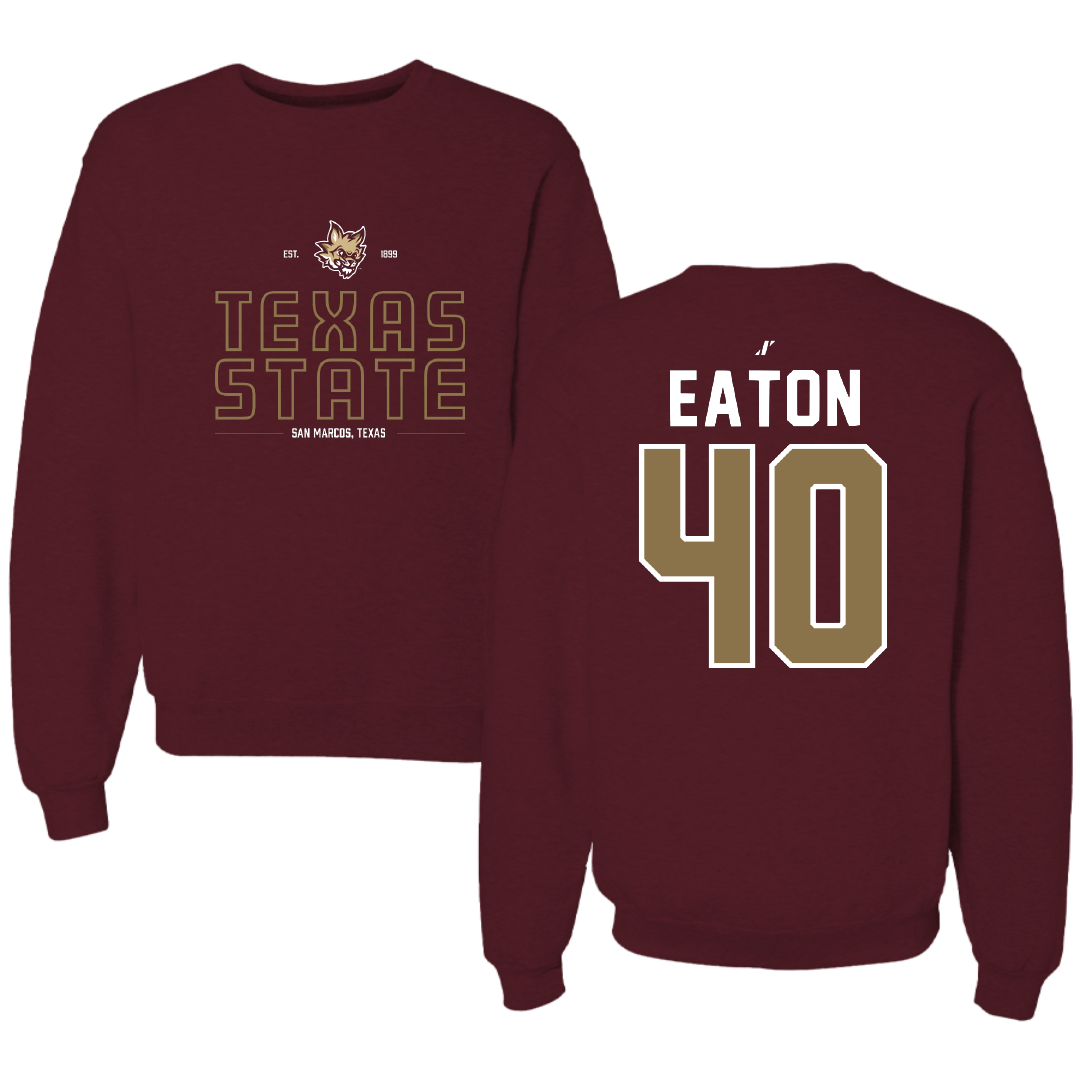 Texas State University Baseball Maroon General Crewneck - #40 Austin Eaton