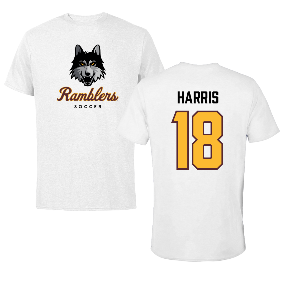 Loyola University-Chicago Soccer White Ramblers Tee - #18 Jadyn Harris
