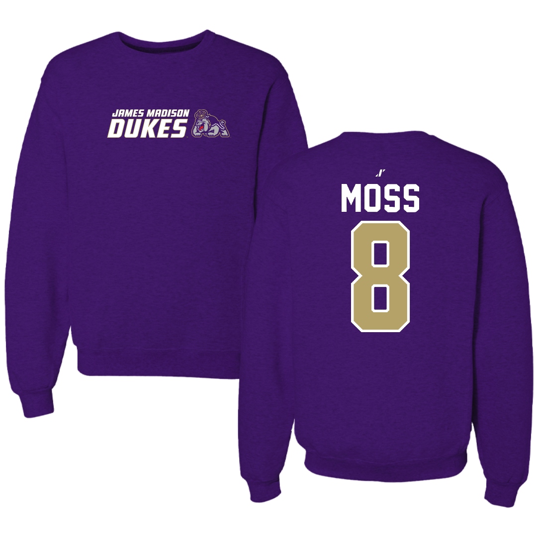 James Madison University Football Purple General Crewneck - #8 Max Moss