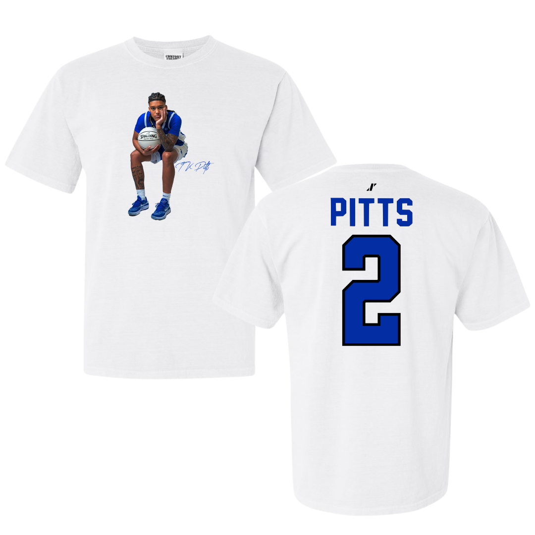 Southern Methodist University Basketball White TK Pitts Comfort Colors Tee - #2 TK Pitts