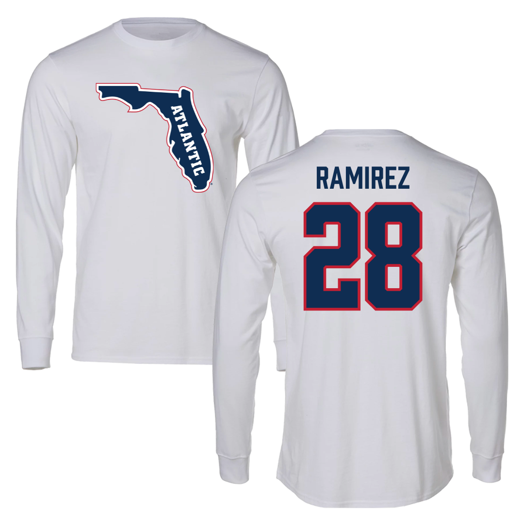 Florida Atlantic University Soccer White Long Sleeve - #28 Jianna Ramirez