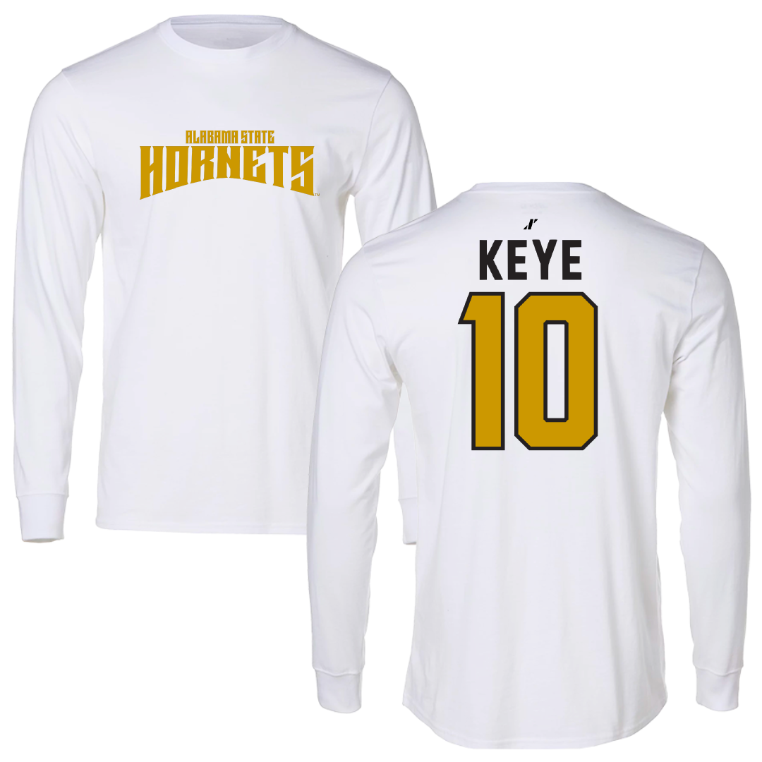 Alabama State University Football White Classic Performance Long Sleeve - #10 Kareem Keye