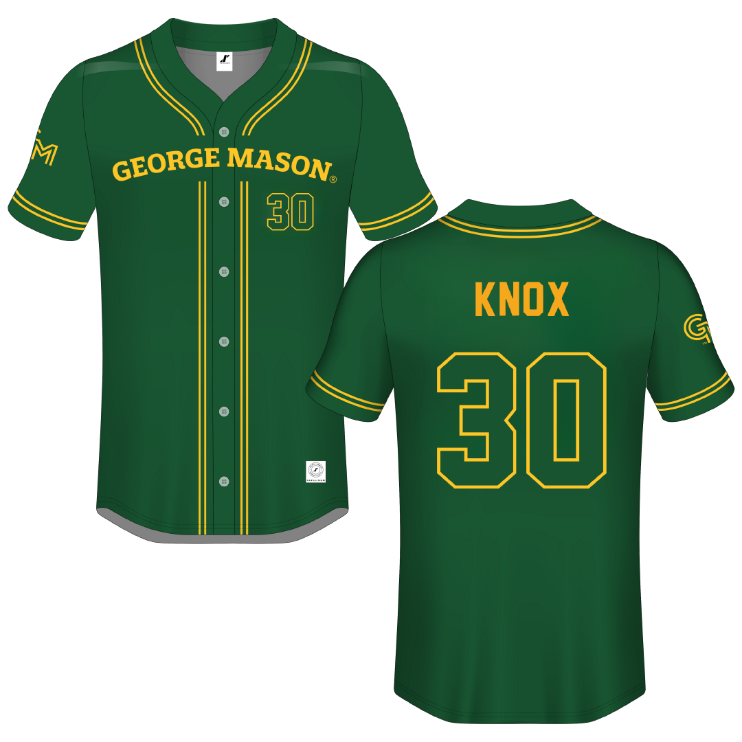 George Mason University Green GM Button-Down Jersey - #30 Connor Knox