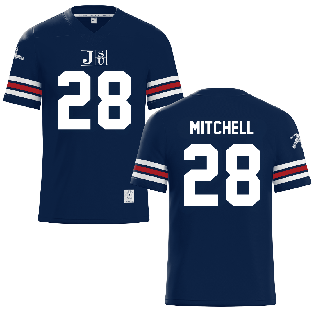 Jackson State University Navy Football Jersey - #28 Bruce Mitchell