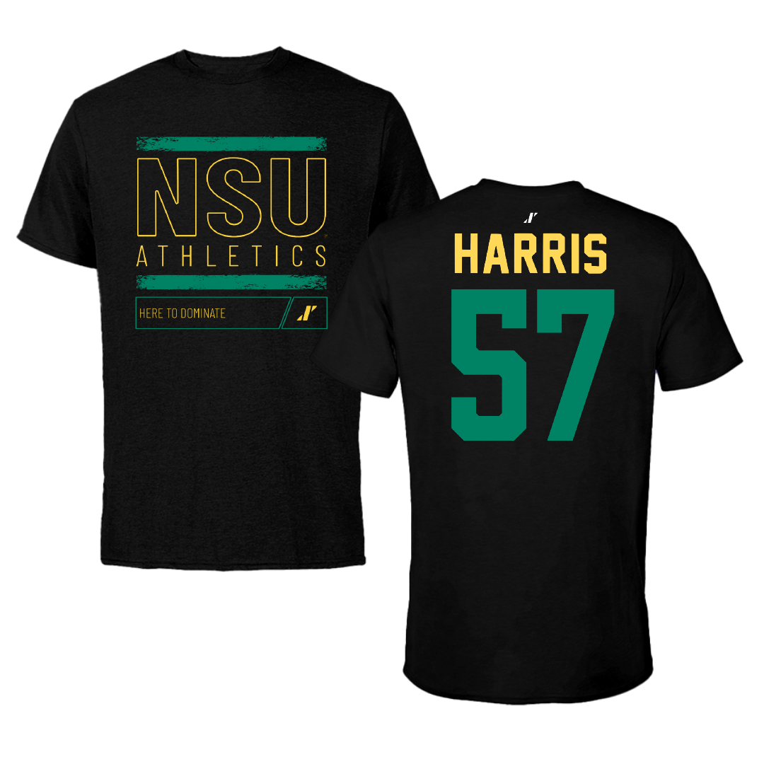 Norfolk State University Football Black Dominate Tee - #57 Stewart Harris