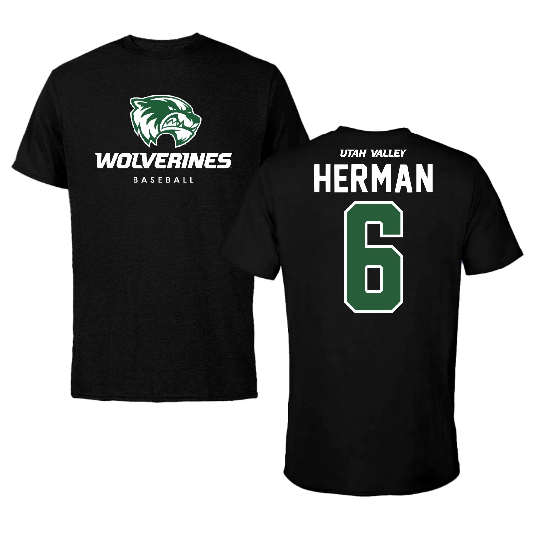 Utah Valley University Baseball Black Mascot Performance Tee - #6 Carston Herman