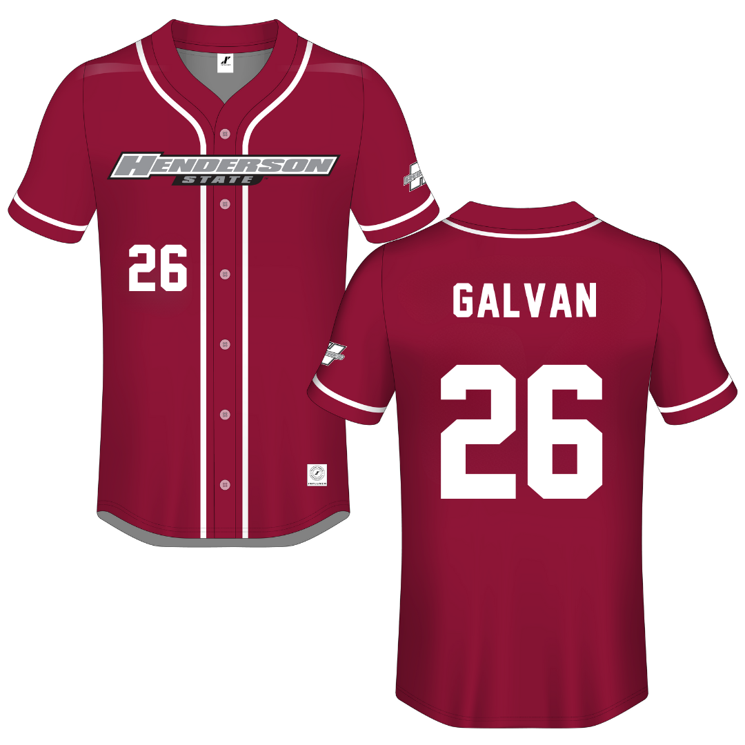 Henderson State University Red Button-Down Jersey - #26 Alex Galvan