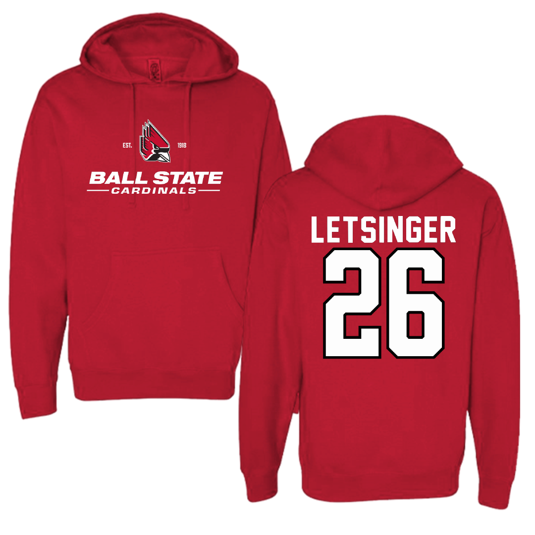 Ball State University Baseball Red General Hoodie - #26 Lucas Letsinger