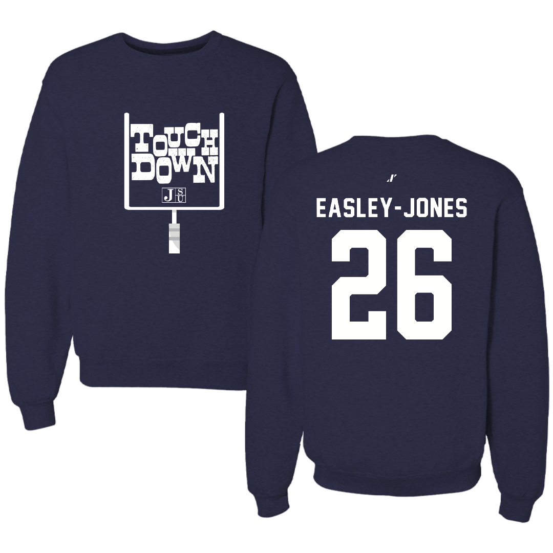 Jackson State University Football Navy Touchdown Crewneck - #26 Tavarious Easley-Jones