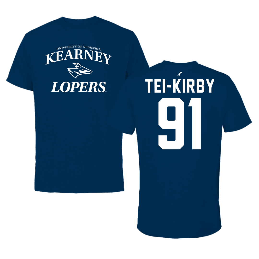 University of Nebraska at Kearney Football Navy General Tee - #91 Wayne Tei-Kirby