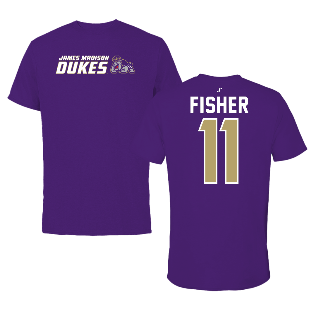 James Madison University Football Purple General Tee - #11 Aiden Fisher