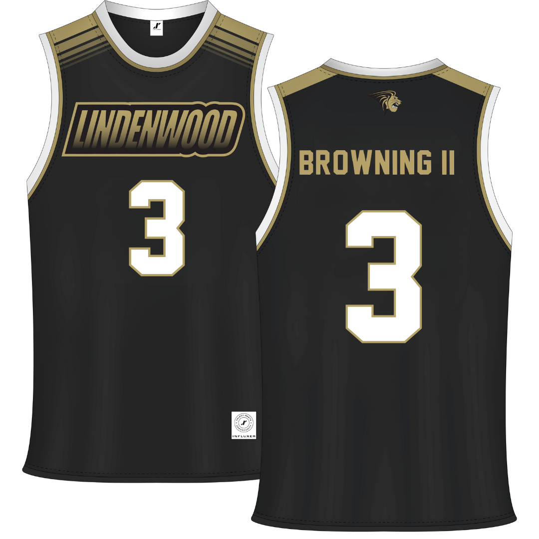 Lindenwood University Black Basketball Jersey - #3 Markeith Browning II
