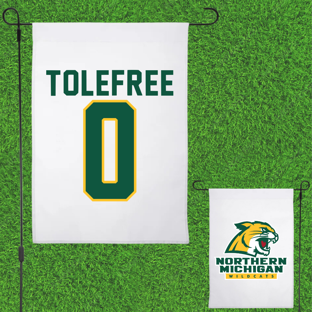Northern Michigan University Basketball White Garden Flag - #0 Najashi Tolefree