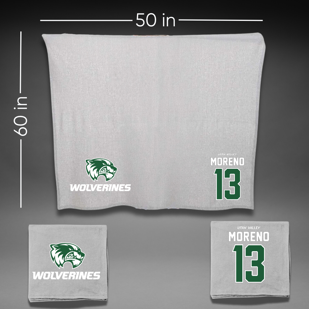 Utah Valley University Softball Gray Blanket - #13 Britney Moreno