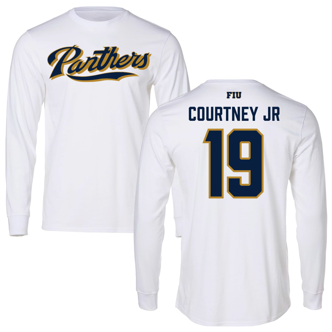 Florida International University Football White Panthers Long Sleeve - #19 Percy Courtney Jr