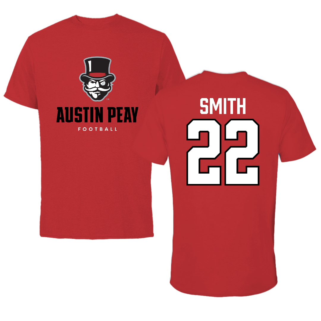 Austin Peay State University Football Red Mascot Tee - #22 Carson Smith