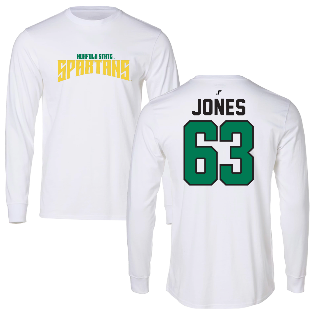 Norfolk State University Football White Classic Long Sleeve - #63 Chris Jones