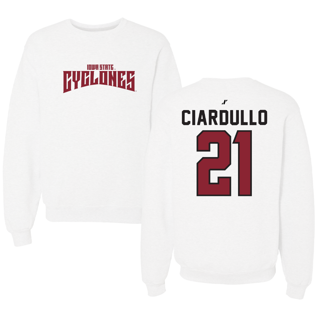 Iowa State University Soccer White Classic Crewneck - #21 Ella Ciardullo