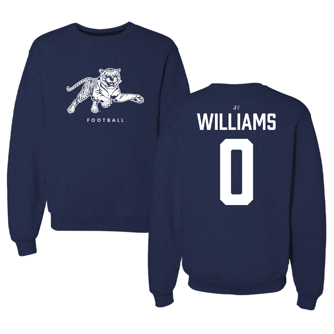 Jackson State University Football Navy Crewneck - #0 Jeremiah Williams