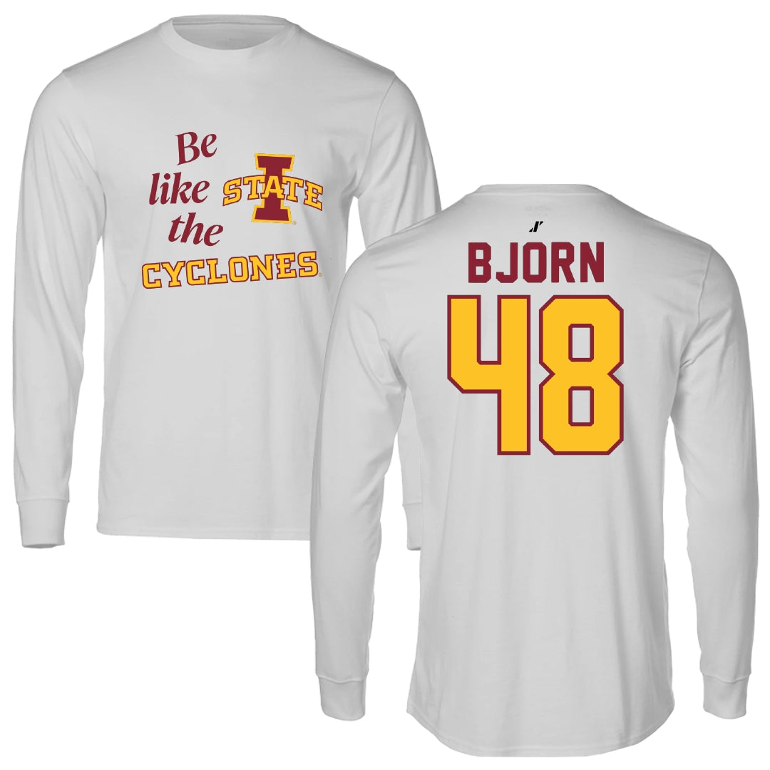 Iowa State University Football Light Gray Be Like Us Performance Long Sleeve - #48 Jack Bjorn
