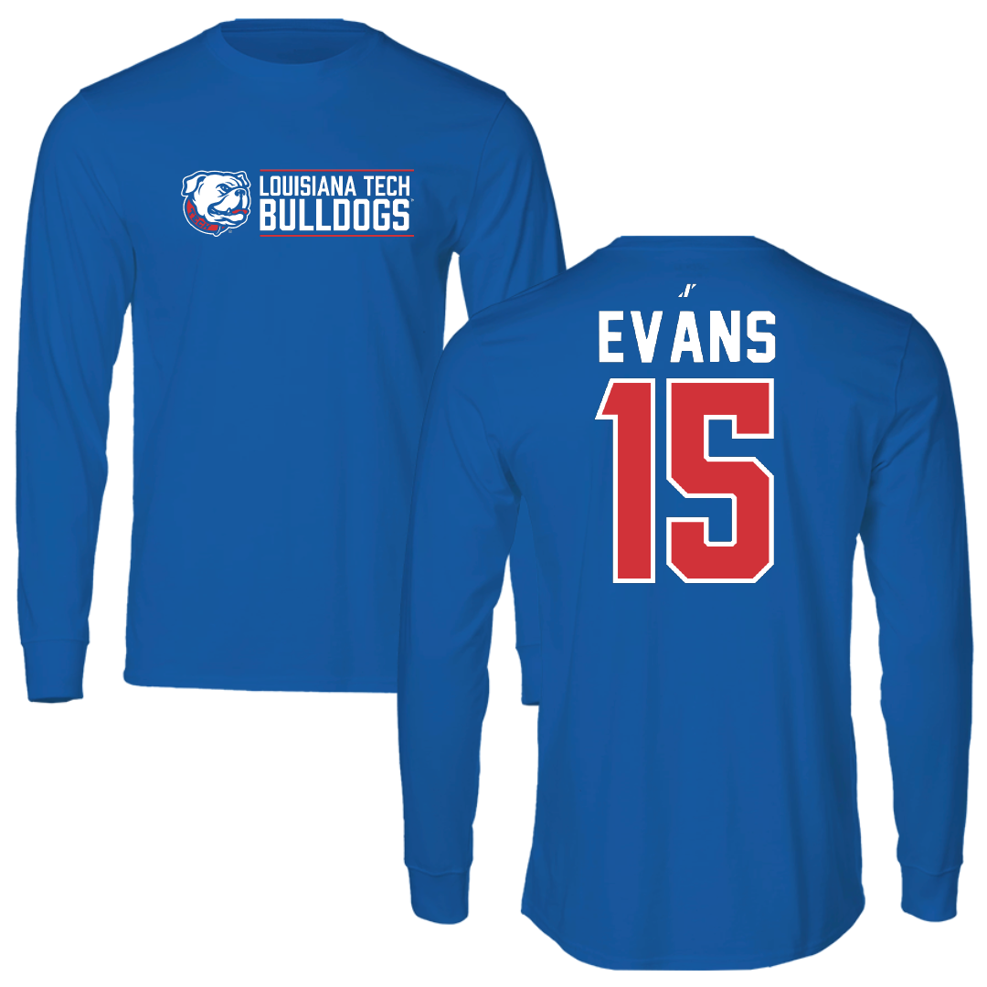 Louisiana Tech University Football Blue General Long Sleeve - #15 Jessie Evans