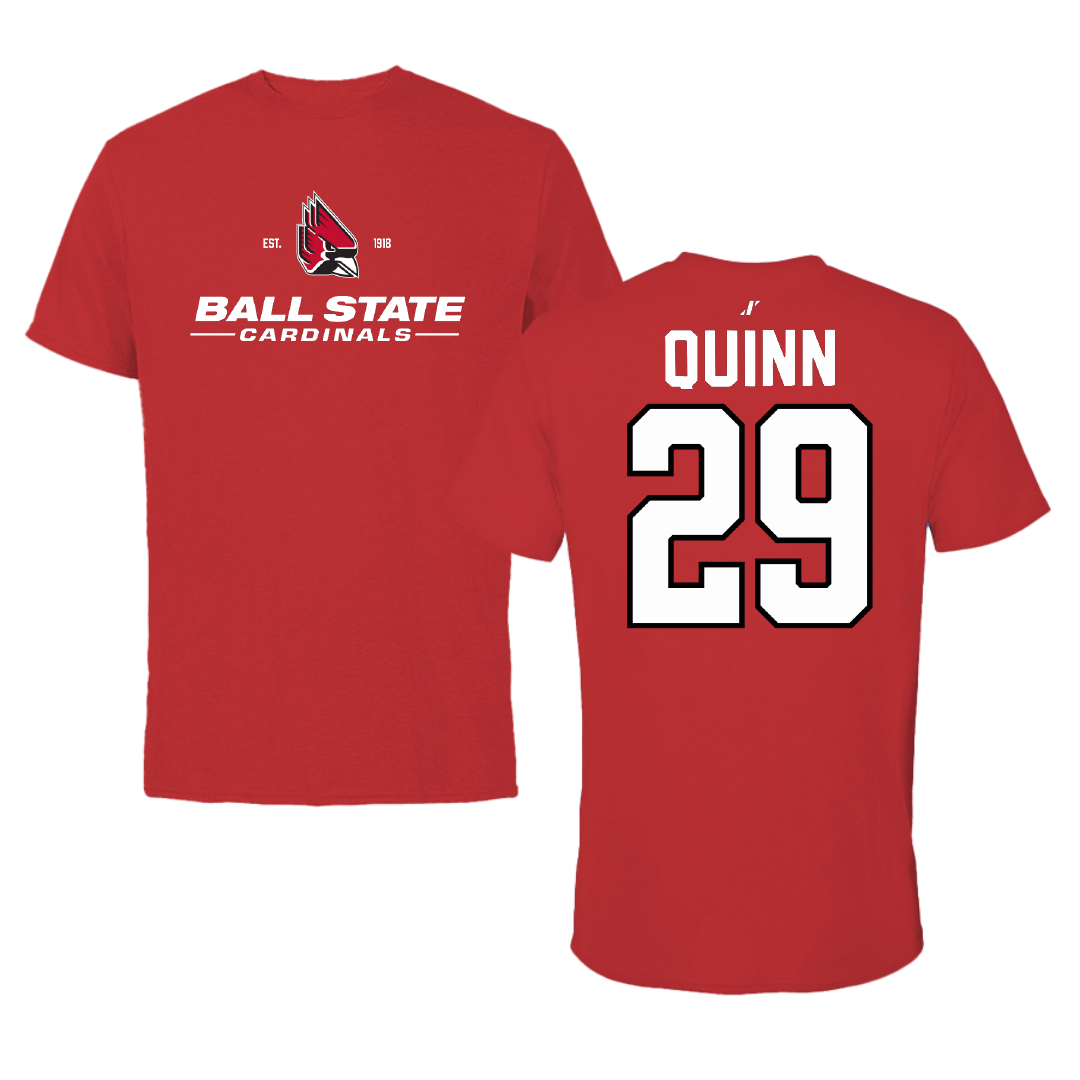 Ball State University Baseball Red General Performance Tee - #29 Owen Quinn