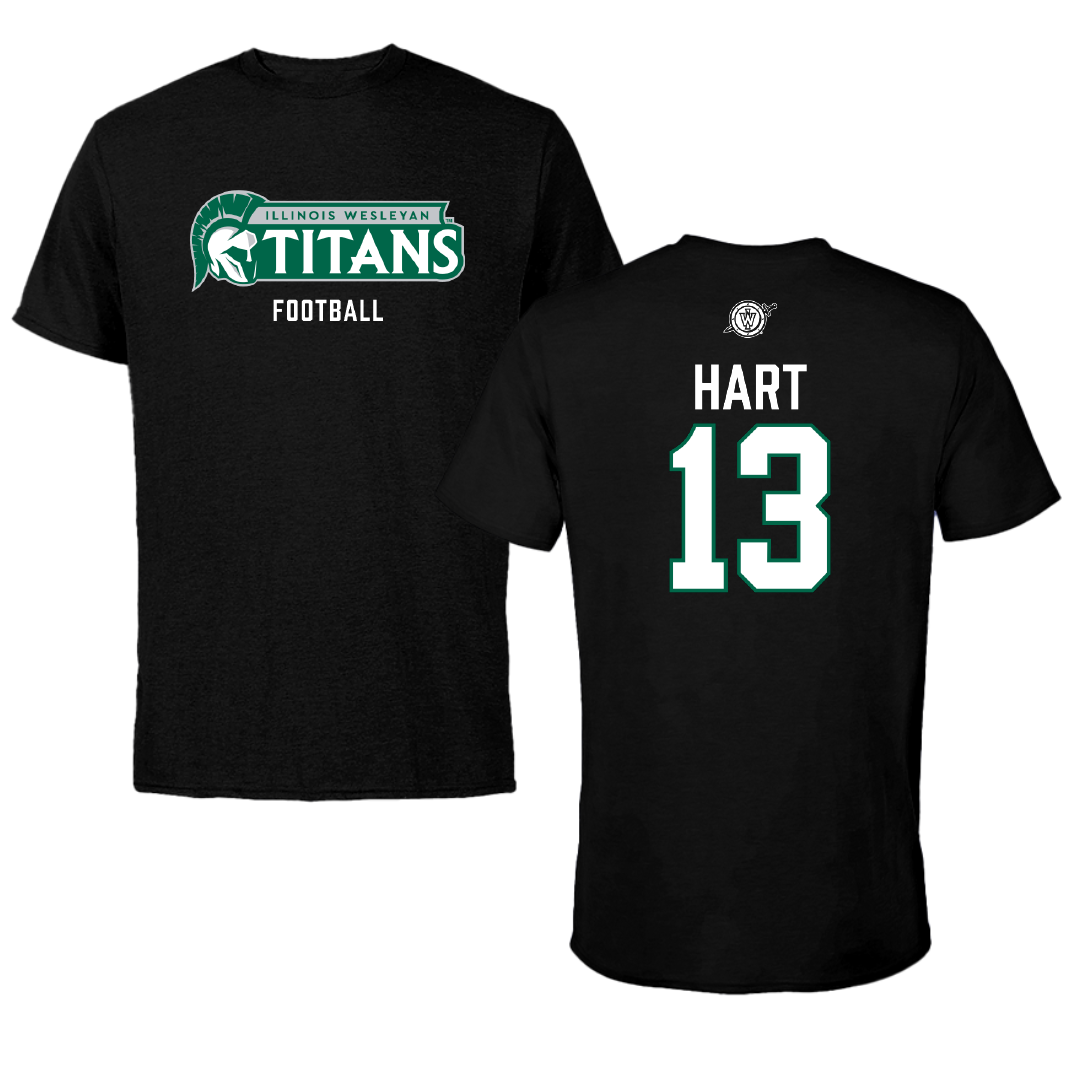Illinois Wesleyan University Football Black Performance Tee - #13 Shyne Hart