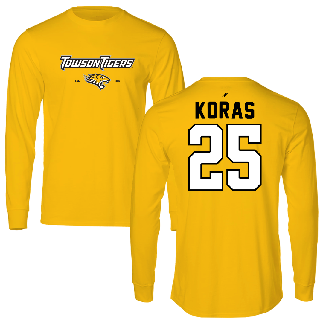 Towson University Lacrosse Gold General Performance Long Sleeve - #25 Halley Koras