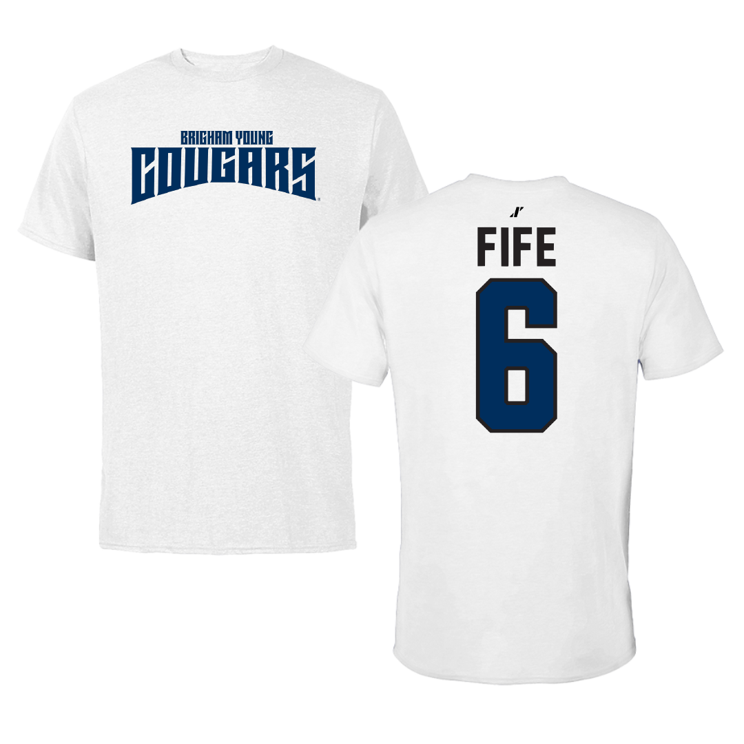 Brigham Young University Volleyball White Classic Performance Tee - #6 Jackson Fife