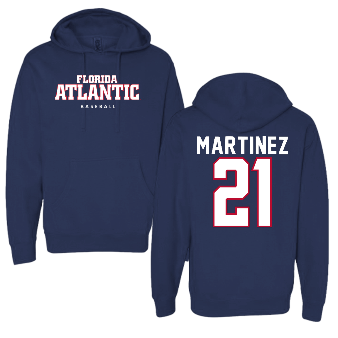 Florida Atlantic University Baseball Navy Block Hoodie - #21 John Martinez