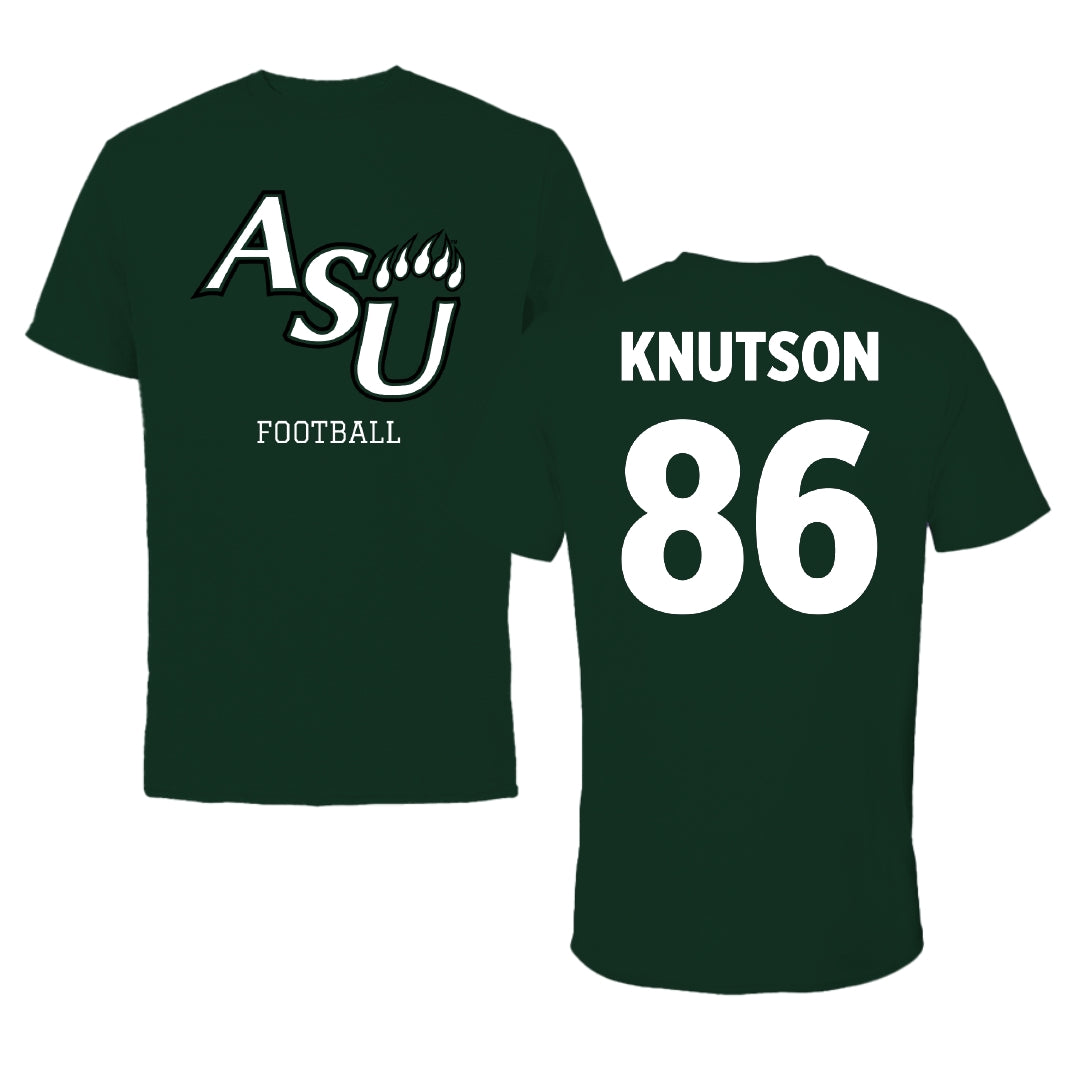 Adams State University Football Forest Green Tee - #86 Kelin Knutson
