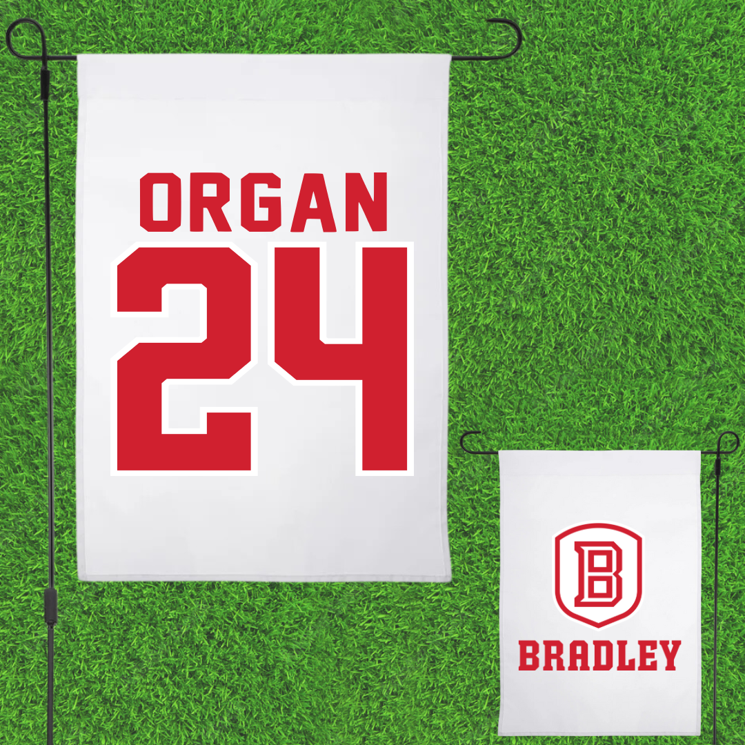 Bradley University Softball White Garden Flag - #24 Hannah Organ